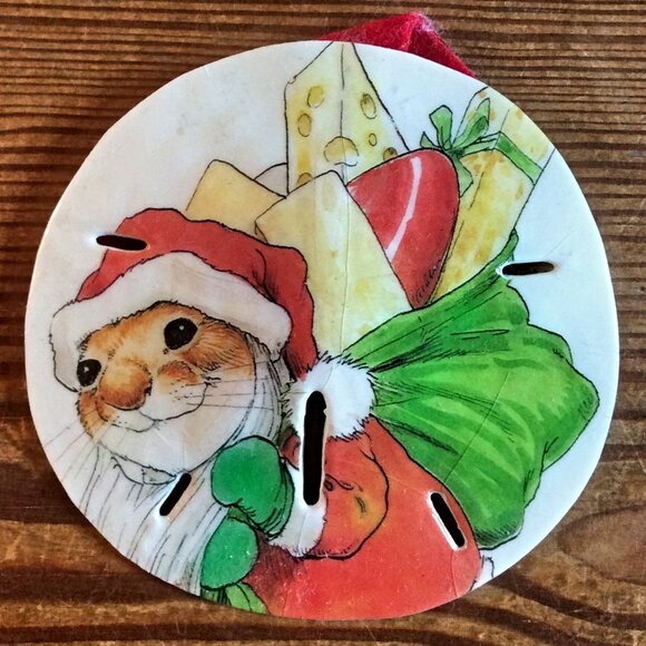 Sand Dollar Ornament Santa Mouse with Cheese Sack Christmas Beach Decor - Picture 2 of 4